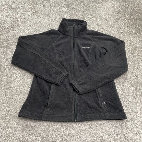 Columbia Benton Springs Fleece Jacket Women Medium Black Full Zip Outdoor Hiking - Picture 1 of 14